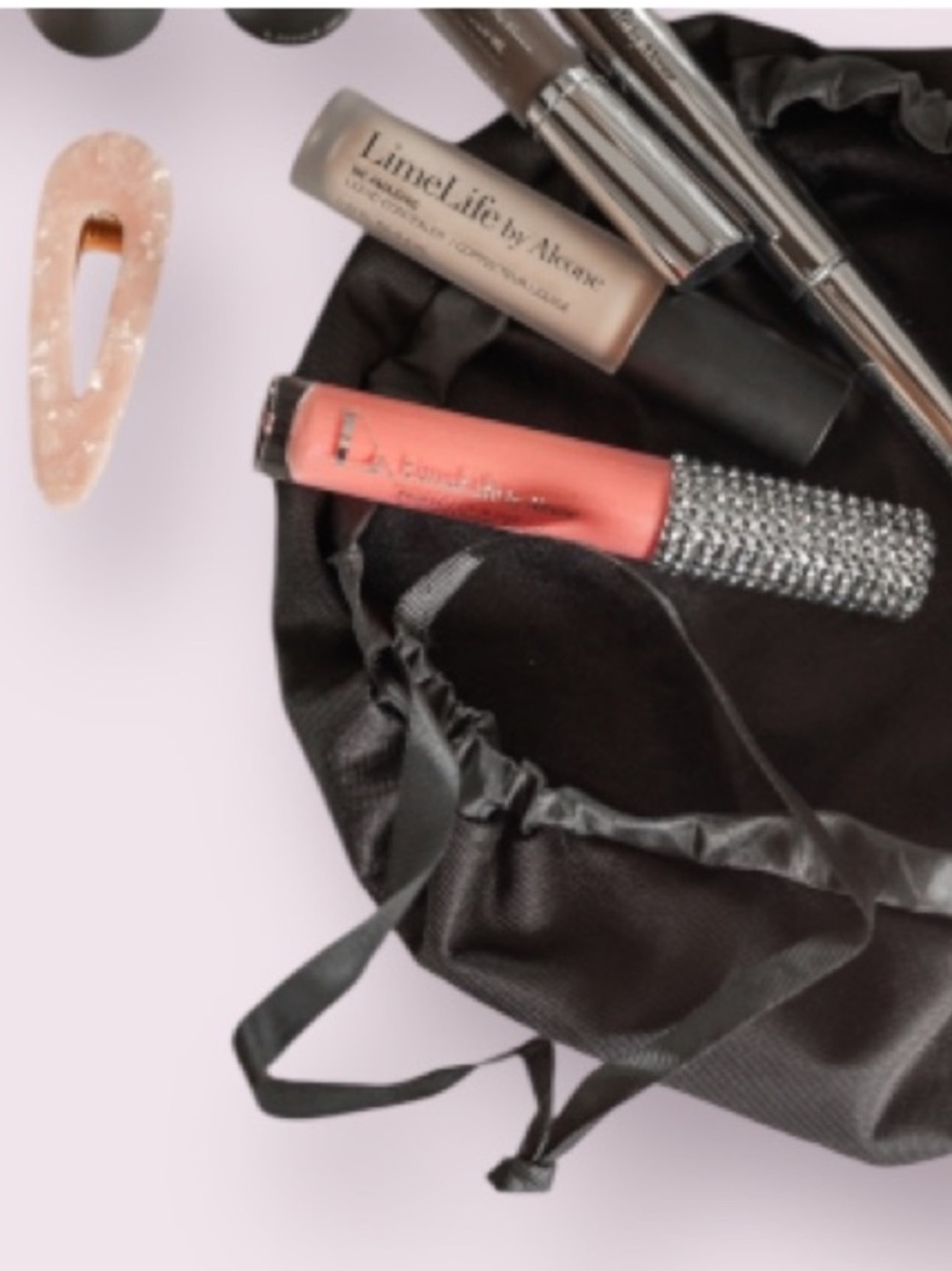 LimeLife by Alcone On the Go Black Pouch Cosmetic Bag